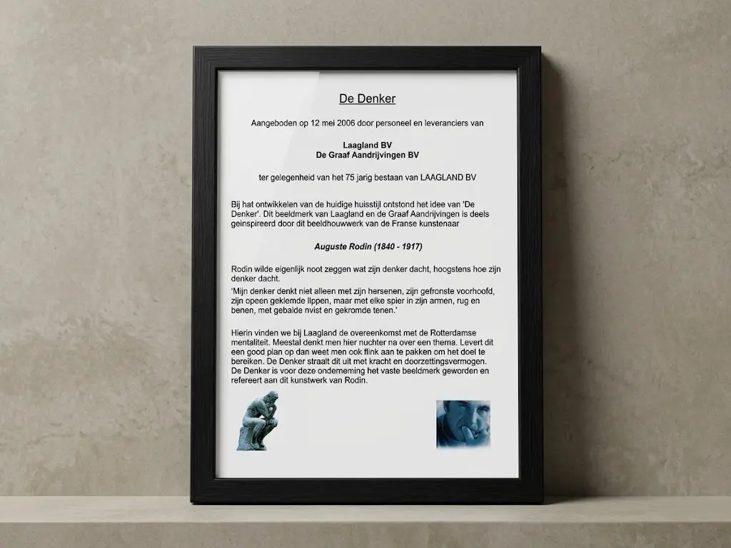 De plaquette bij het geschenk uit 2006